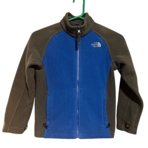 The North Face Boys Blue Grey Full Zip Fleece Jacket Size Small 7/8